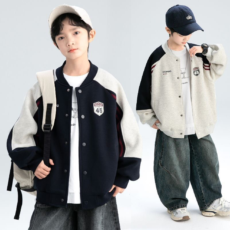 小学生春秋季新款外套男童棒球服男孩外套中大童褂子上衣韩版拼接