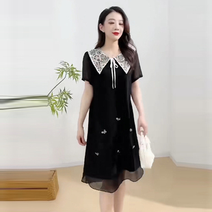 微胖mm遮肚显瘦高端气质娃娃领裙子 大码 女装 连衣裙2025年夏季 新款