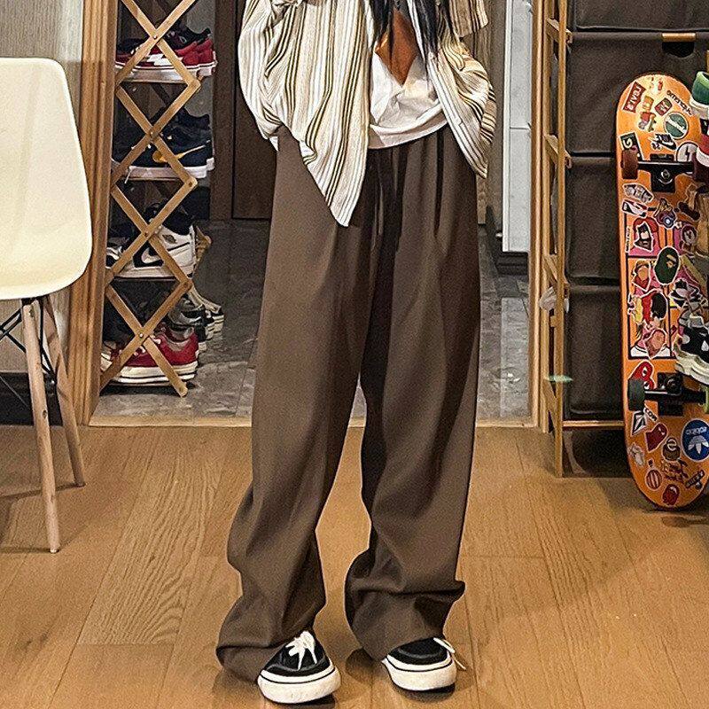 新款裤子复古男棕秋季高级感咖色美式西海岸垂坠感痞帅西裤阔腿裤