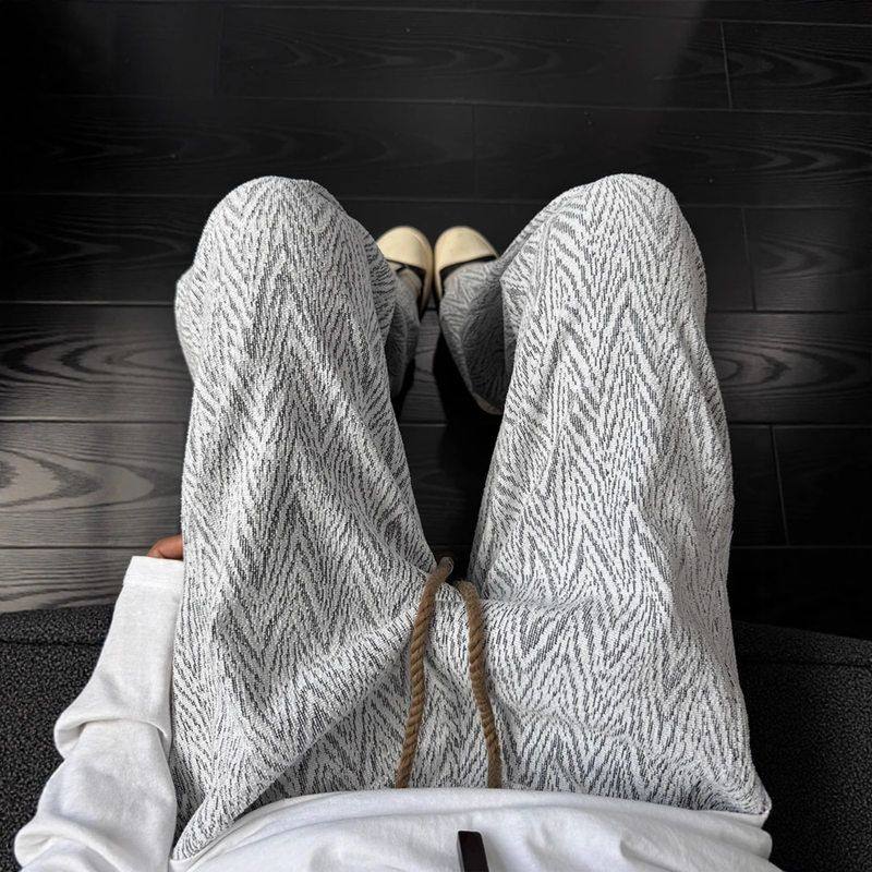 子小弯刀宽松男高级感阔腿裤垂感卫裤香风褶皱女款条纹直筒裤微喇