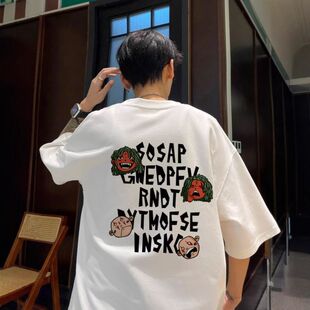 短袖纯棉t恤初高中帅气大童学生男孩宽松潮流休闲青少年夏季大码