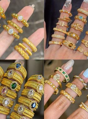 指环手饰锆石电镀椭圆形开口女