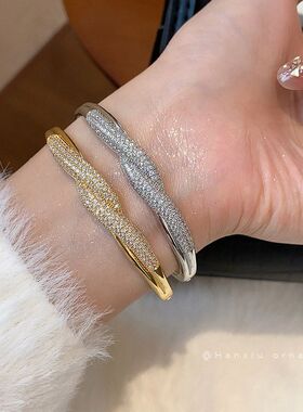 轻奢锆石高级感小众电镀真金女