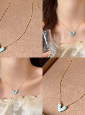 蓝色锁骨链轻吊坠滴油奢小众百搭