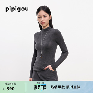 新款 皮皮狗春季 无缝工艺 女士半高领打底羊绒衫 精纺羊绒