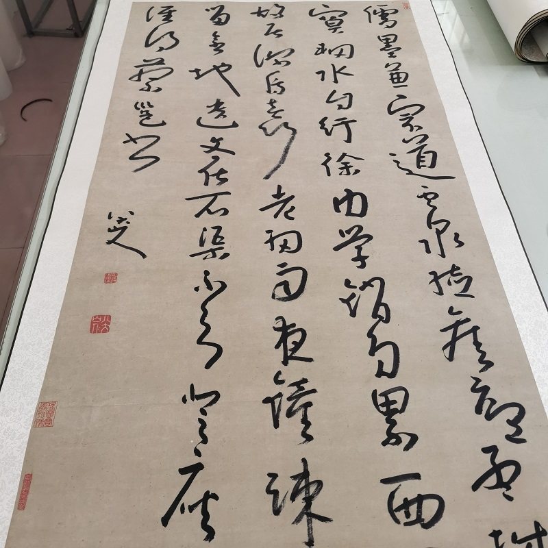 清八大山人朱耷草书耿湋题清源寺诗轴复古书法字画真迹仿古复制品