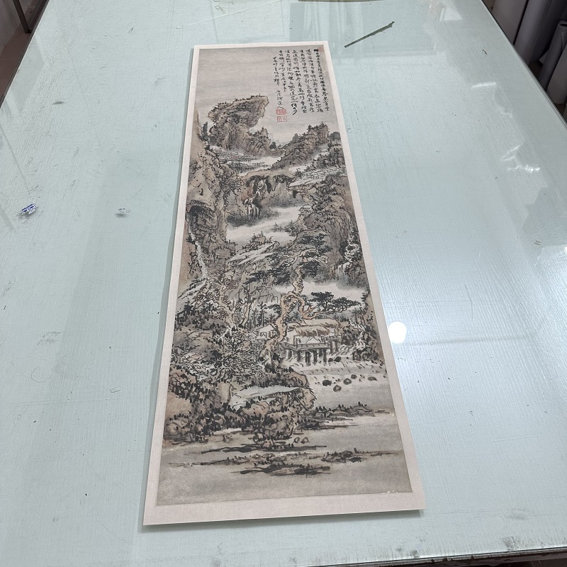 髡残云洞流泉图复古书画山水国画真迹宣纸微喷仿古装裱挂轴装饰画