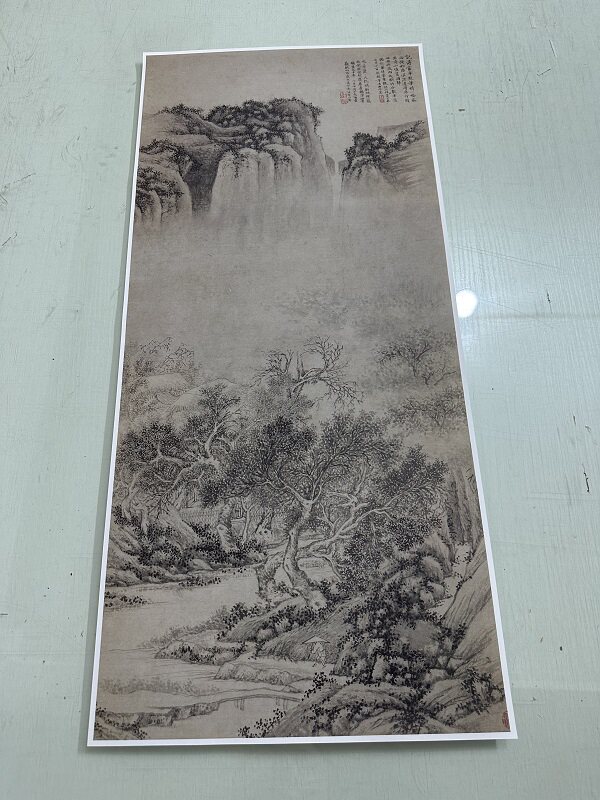 文徵明空山夜雨图复古书画山水国画真迹高清微喷仿古挂轴装裱装饰