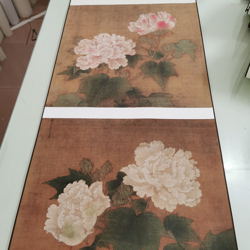 李迪芙蓉图轴复古书画花卉国画真迹微喷仿古挂画装裱酒店玄关装饰图片