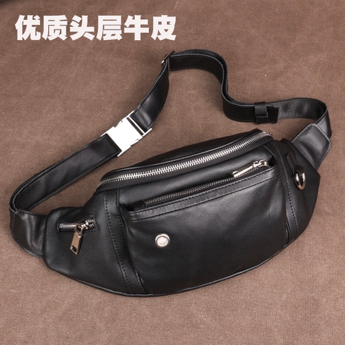 Кожаная универсальная вместительная и большая поясная сумка для отдыха, воловья кожа