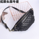 Модная брендовая цепь, нагрудная сумка, универсальная сумка через плечо, кожаная поясная сумка, в стиле Шанель, на цепочке, из натуральной кожи, воловья кожа