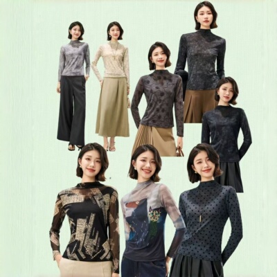 正品乔丽莎短袖T恤花纱长袖打底衫衣舒适百搭宽松8952