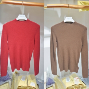 针织打底衫 乔俪莎秋冬新款 显瘦百搭半高领长袖 修身 女上衣 6606韩版