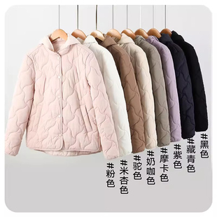 梦瑞丽100%羊毛外套冬季 可拆卸帽子休闲宽松菱形格子棉袄年轻5080