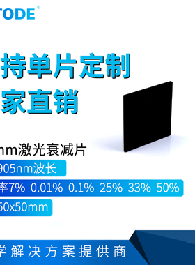 905nm激光衰减片 减光片 0.01% 0.1% 7%25% 33% 50%吸收型50*50mm