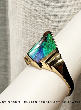 My Jewelry｜蓝色山巅 澳大利亚铁欧泊 18k金