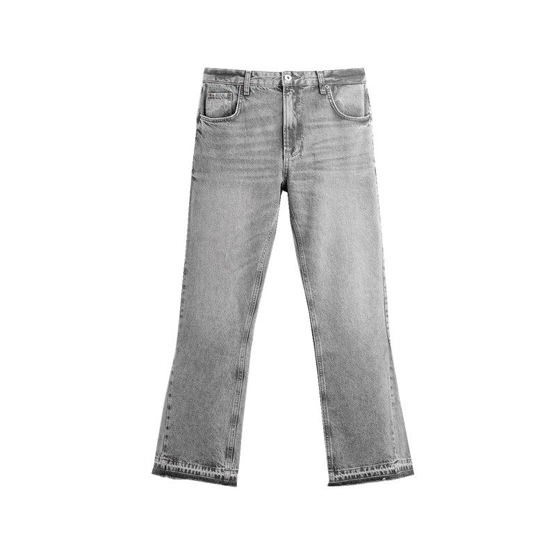 thumbnail for Foreign Trade 25 New Men's Floor-Length Frayed Hem American Retro Washed Cotton Comfortable Flared Jeans 0840333