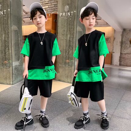 童装中大男童夏装套装2026新款夏季夏款网红炸街时髦运动帅气潮酷