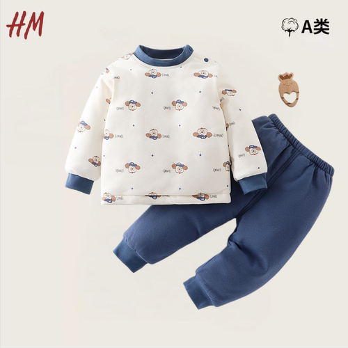 清仓婴儿秋冬夹棉保暖两件套