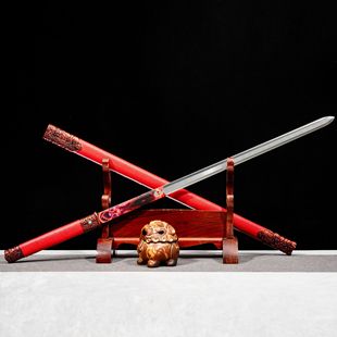 龙泉市刀剑高锰钢影视素装唐清剑双手硬宝剑冷兵器长剑收藏未开刃