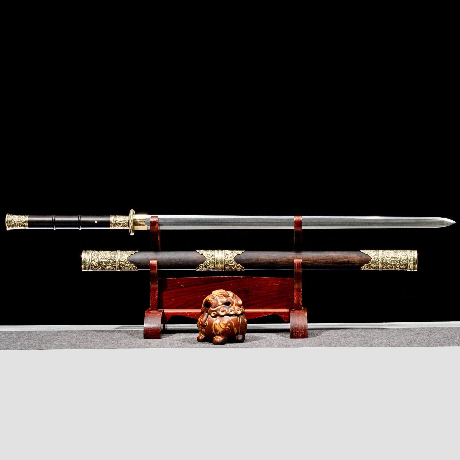 龙泉市刀剑手工锻打一体花纹钢烧刃八面双手唐清剑影视宝剑未开刃,特色手工艺,剑袋,淘宝优惠券,粉丝福利购,淘宝优惠卷