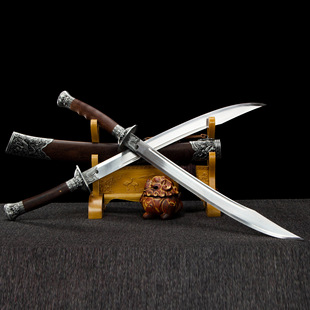 龙泉市刀剑手工锻打高锰钢影视牛尾刀防身绣春龙虎刀冷兵器未开刃