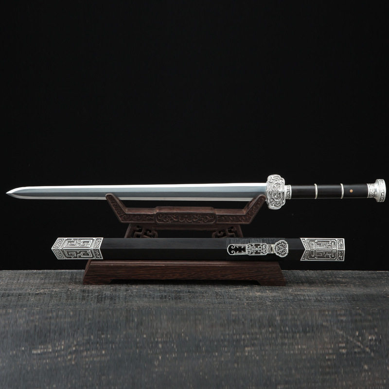 龙泉市刀剑花纹钢一体宝剑摆件工艺品手工锻打汉剑传统硬剑未开刃,特色手工艺,剑袋,淘宝优惠券,粉丝福利购,淘宝优惠卷