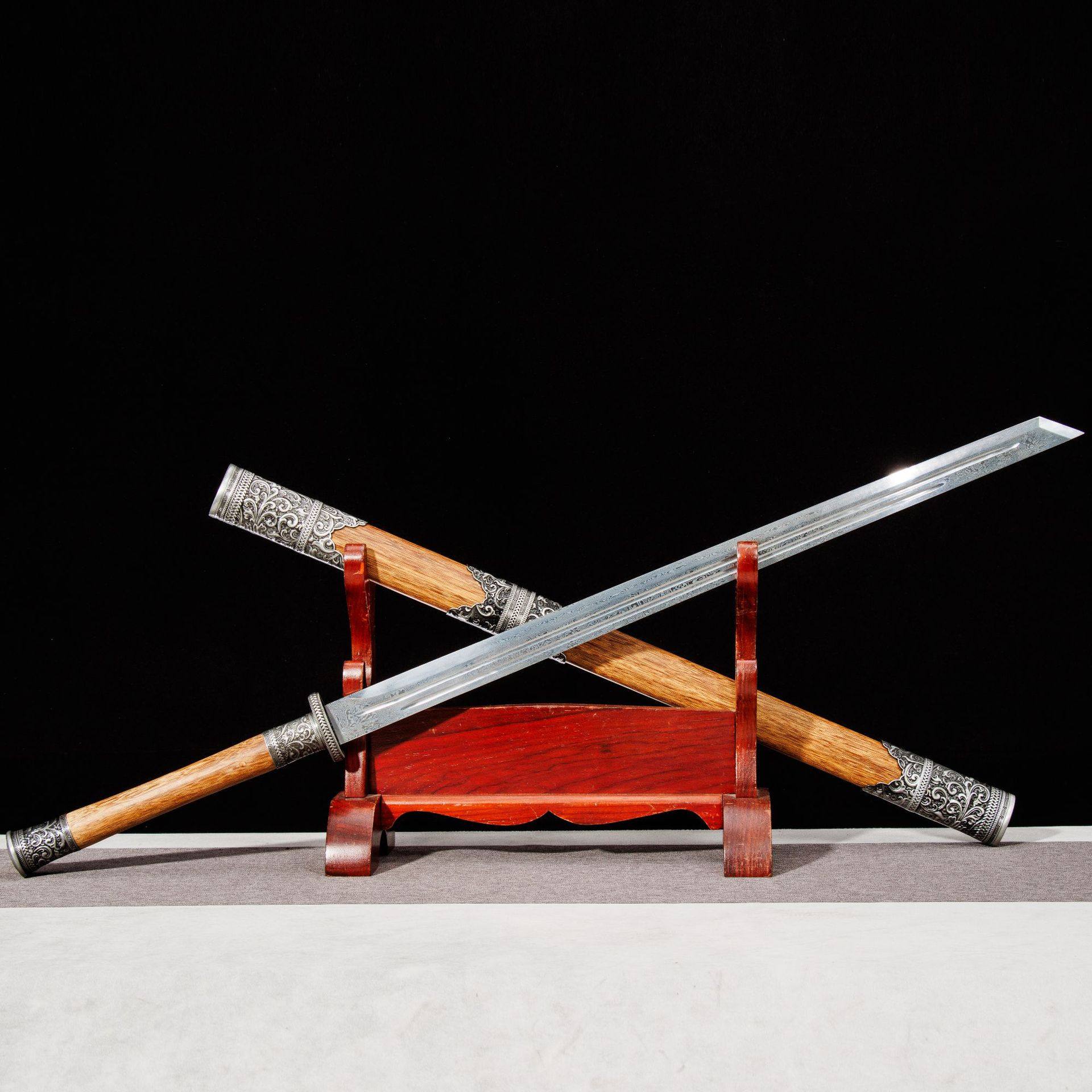 龙泉市刀剑一体花纹钢双手唐横刀影视户撒刀防身冷兵器宝剑未开刃,特色手工艺,剑袋,淘宝优惠券,粉丝福利购,淘宝优惠卷