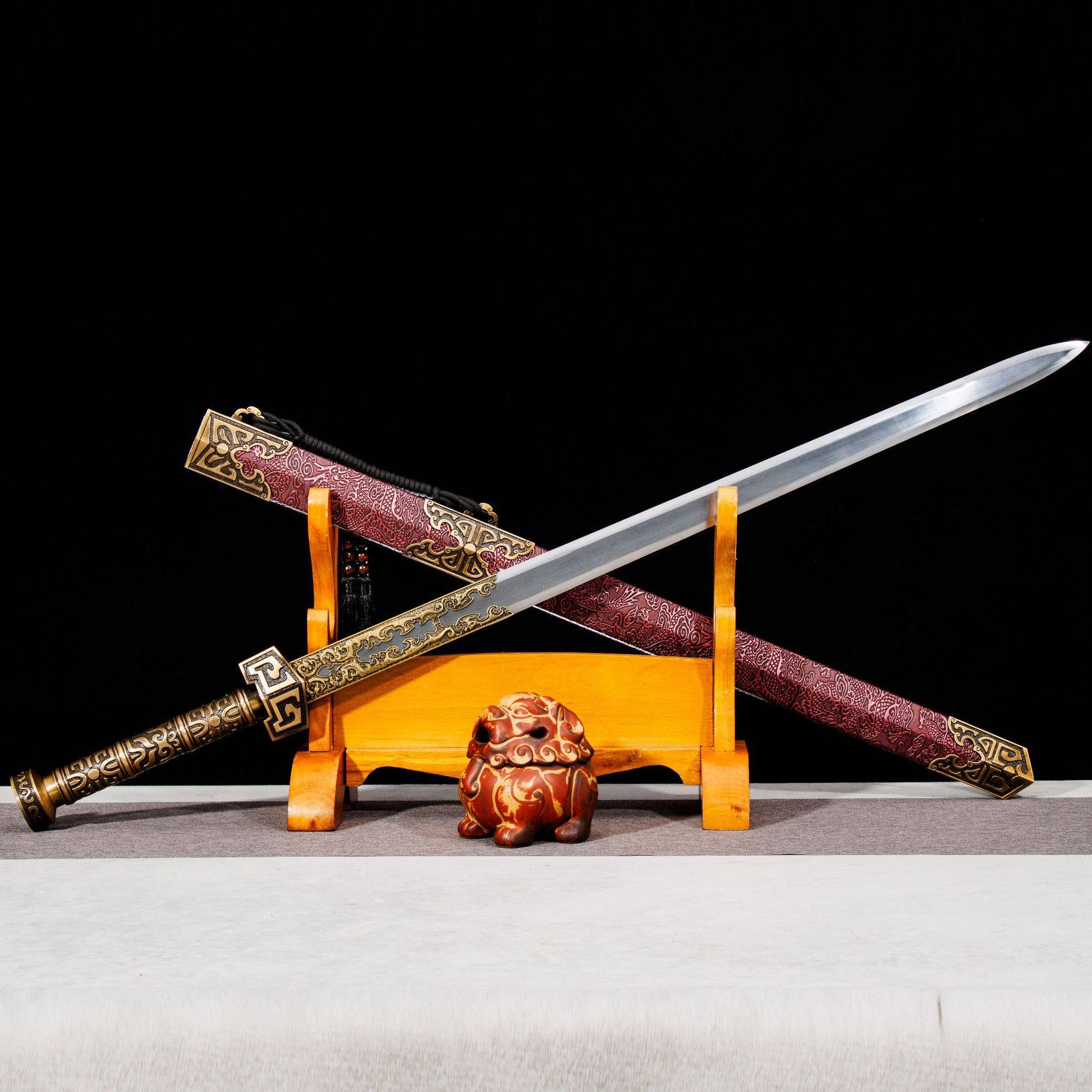 龙泉市刀剑影视六面春秋汉剑秦王宝剑防身冷兵器双手剑收藏未开刃,特色手工艺,剑袋,淘宝优惠券,粉丝福利购,淘宝优惠卷