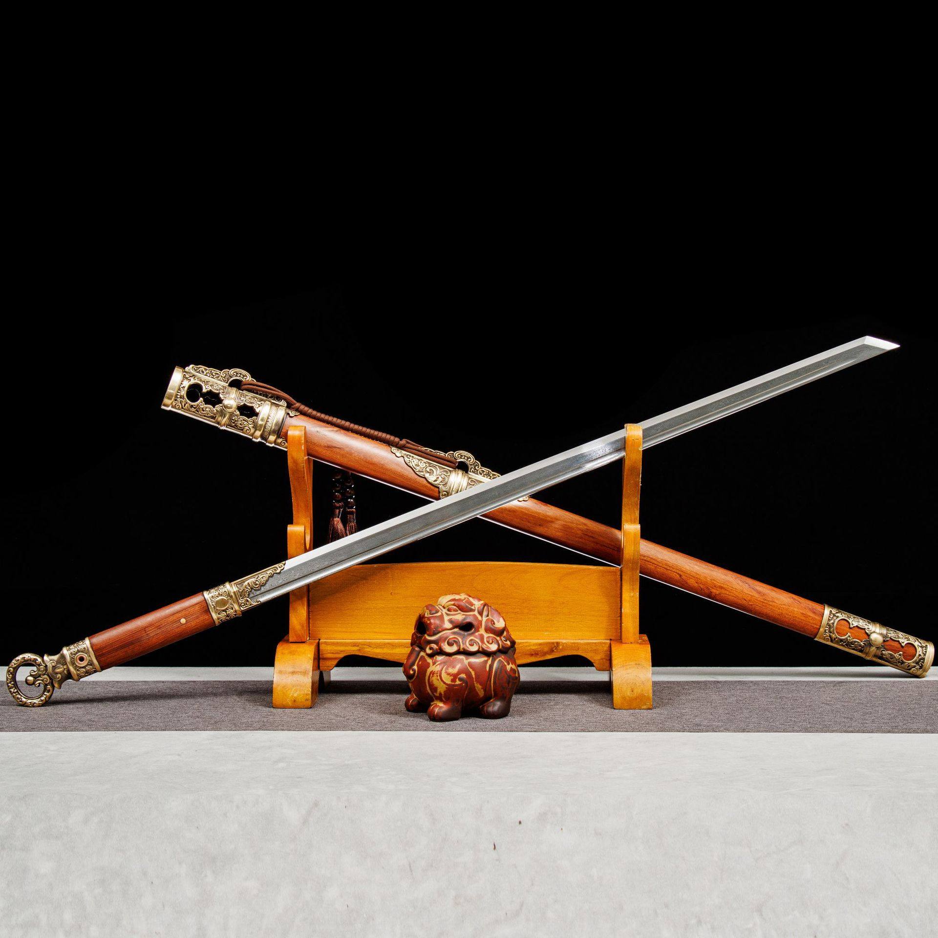 龙泉市刀剑手工锻打花纹钢埋鞘汉环手刀影视唐横刀直刀宝剑未开刃,特色手工艺,剑袋,淘宝优惠券,粉丝福利购,淘宝优惠卷