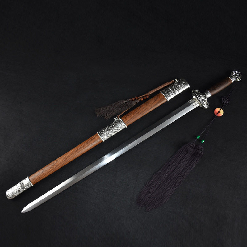 龙泉市刀剑花纹钢手工锻打唐剑防身一体长剑传统宝剑冷兵器未开刃,特色手工艺,剑袋,淘宝优惠券,粉丝福利购,淘宝优惠卷