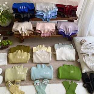 女秋冬净色软糯高弹上衣 针织打底衫 王牌内搭 温柔半高小立领修身