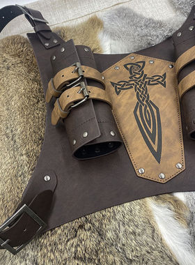 中世纪背带大双剑套 北欧维京风格复古COSPLAY道具舞台表演配饰