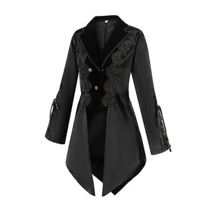 女士复古哥特式朋克外套燕尾服 舞台表演服装万圣节表演服大衣