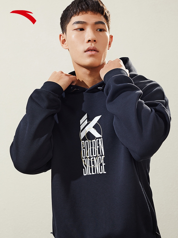 安踏男卫衣2022冬季新连帽套头