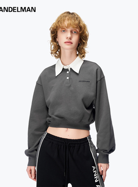 ANN ANDELMAN官方直营长袖套头上衣2025秋季新款短款拼接polo卫衣