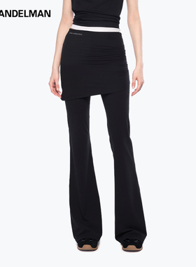 ANN ANDELMAN官方直营黑色鲨鱼喇叭裤屁帘防走光假两件瑜伽裤裙