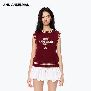 马甲 ANN 新款 2025春季 通勤风简约尼龙羊毛混 ANDELMAN针织背心女