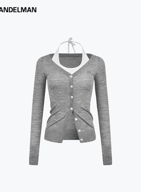 ANN ANDELMAN官方直营早秋新款假两件挂脖绑带上衣薄款长袖T恤女