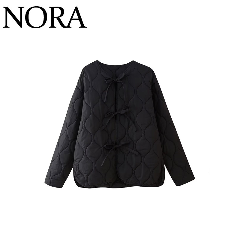 蝴蝶结饰棉服夹克外套1255992