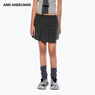 ANDELMAN不规则修身 ANN 高腰a字复古百褶短裙半身 郑伊安同款