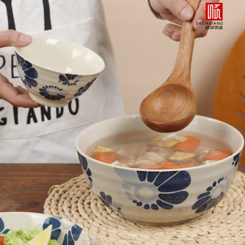 日式陶瓷餐具釉下彩大号面碗