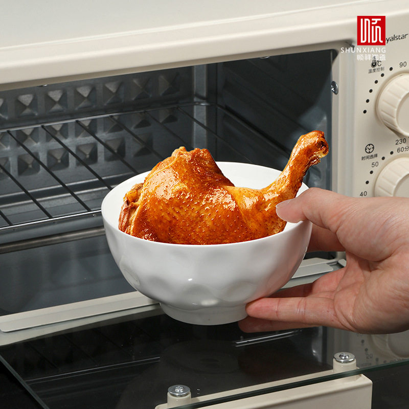 顺祥纯白陶瓷大号凹凸防滑米饭碗图片
