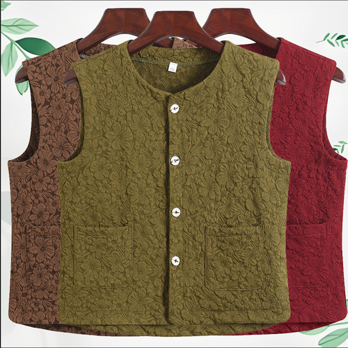 新款时尚春秋款妈妈马甲开衫背心