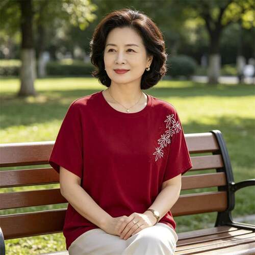 莫代尔妈妈短袖t恤加肥加大背心