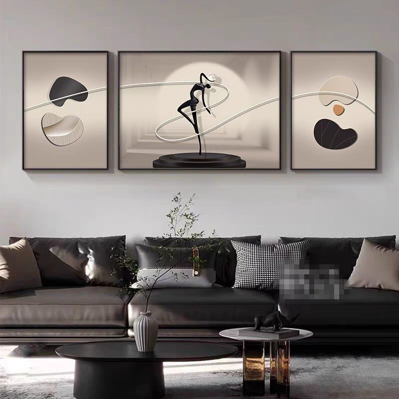 现代简约客厅装饰画抽象黑白极简风壁画大气高级感沙发背景墙挂画