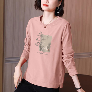 大牌专柜清仓折扣春秋100%纯棉休闲上衣女气质减龄显瘦宽松打底衫