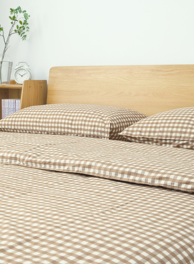 微瑕  格子款  纯棉床单全棉单双人被套1.5m1.8m学生宿舍床上用品