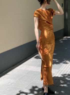 GinGarden新中式纸片人立裁设计连衣裙气质复古高级感订婚礼服裙