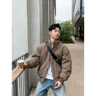 纯色简约立领白鸭绒羽绒服冬季 宽松百搭学生加厚外套 男生2026新款